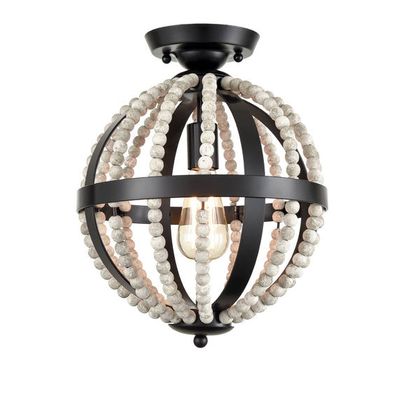 Vintage Globe Boho Wood Beaded Ceiling Light